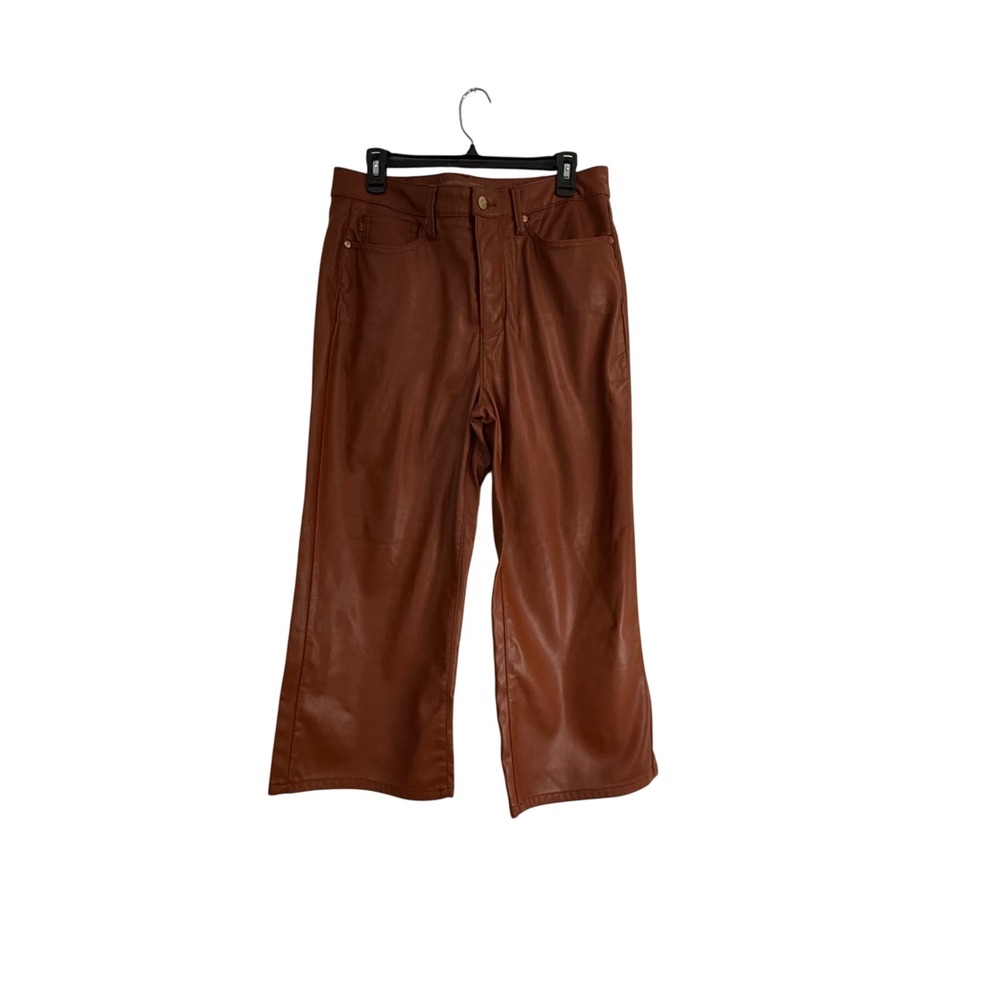 Judy Blue Cognac Faux Leather Wide Leg Crop Pants JB88900 C Brown Size 11/30